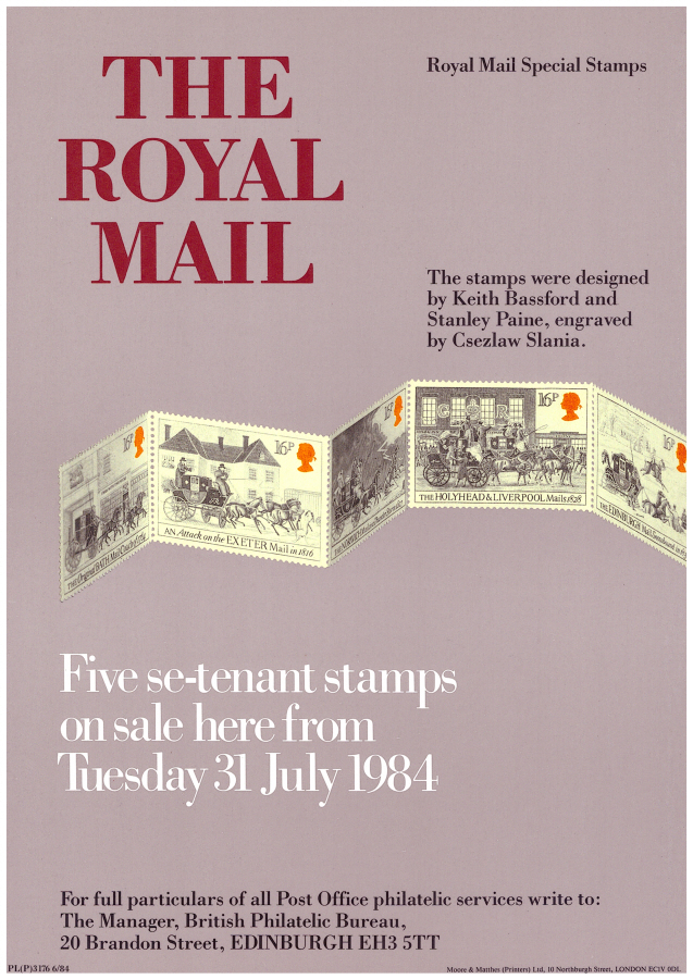 (image for) 1984 Royal Mail Coach Run Post Office A4 poster. PL(P) 3176 6/84. - Click Image to Close